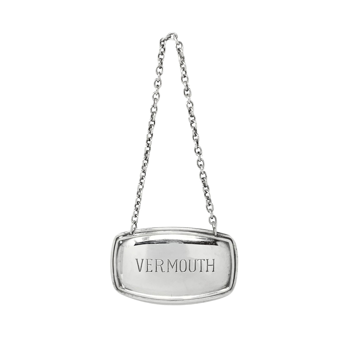 Plato English Silverplate (4) Decanter Labels (Gin, Vermouth, Scotch, Bourbon)