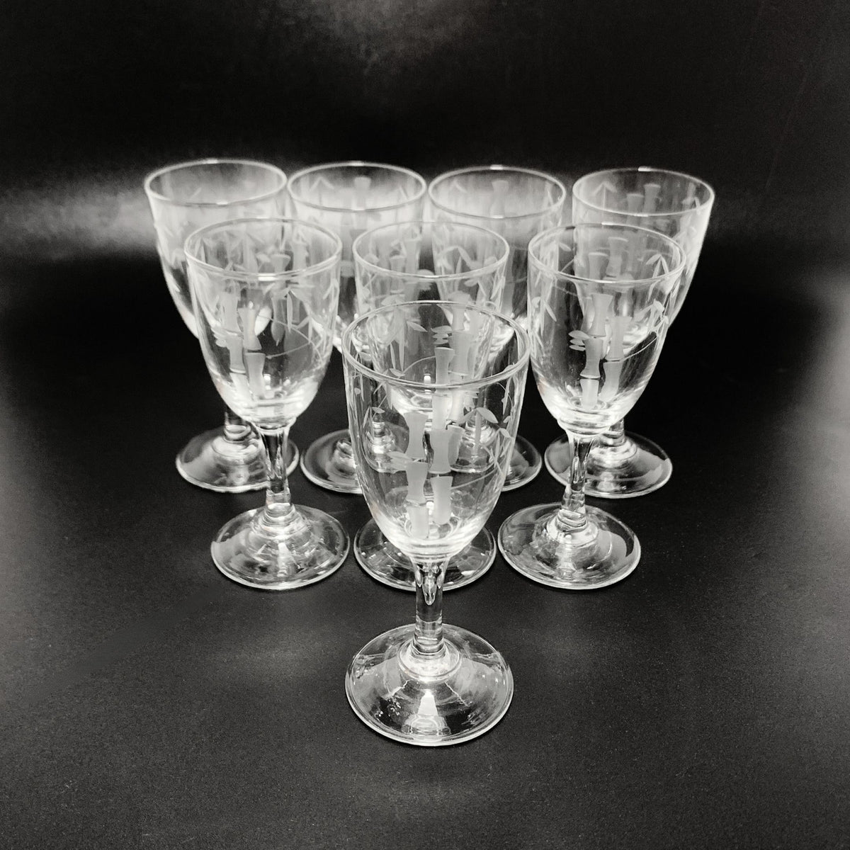 Noritake "Bamboo" Cut Crystal Cordials (8)