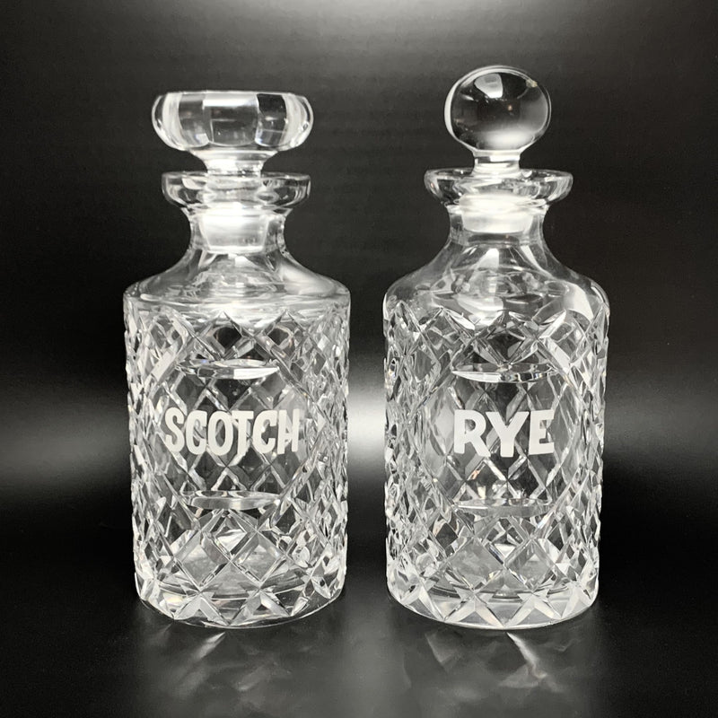 Vintage Crystal Scotch & Rye Decanters (2)