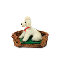 Vintage Kunstlerschutz West Germany Flocked Poodle in Basket Ornament