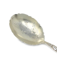 JB & SM Knowles "Rose" 19th C. Sterling Berry/Casserole Spoon, Monogrammed