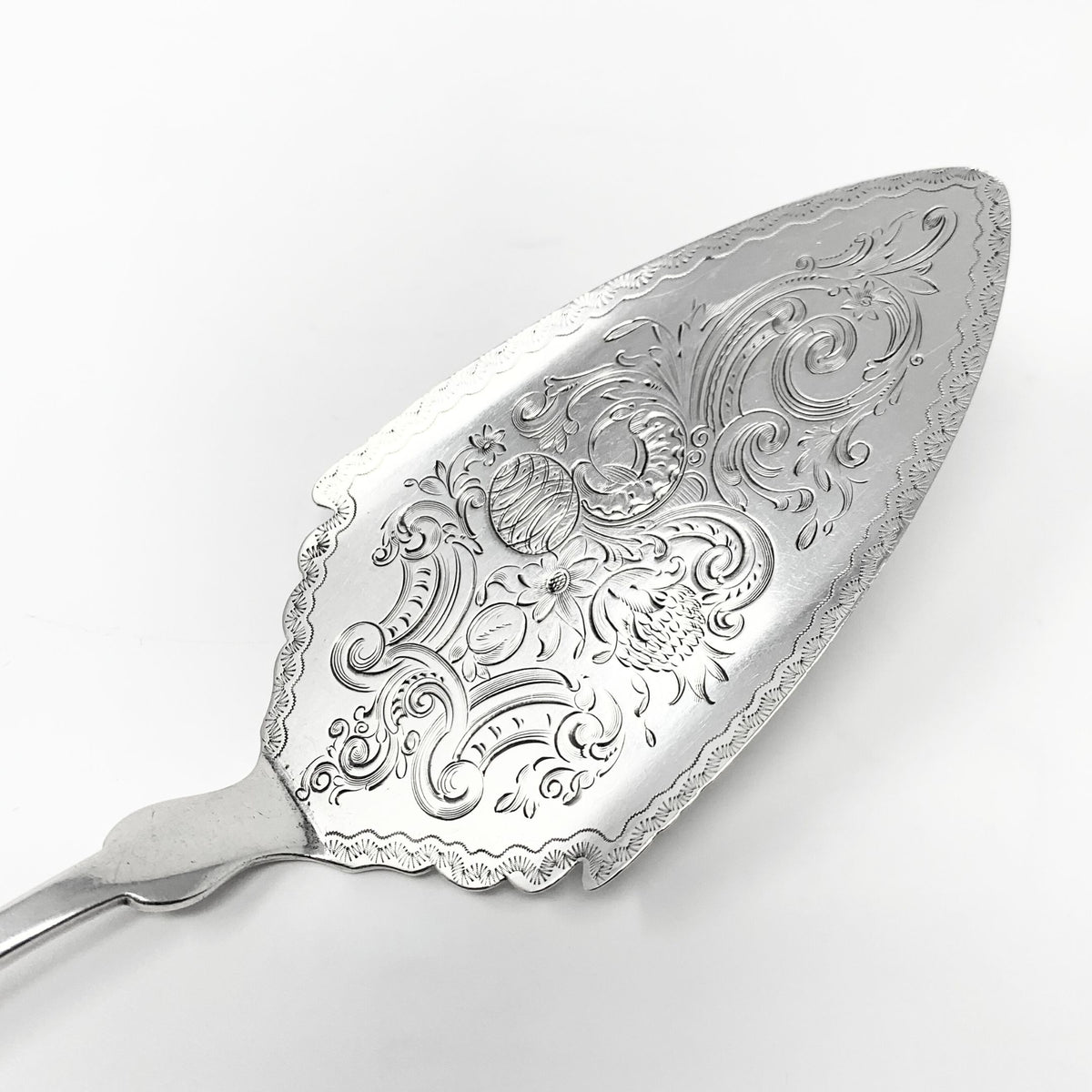 Pear & Bacall 19th Century Coin Silver Pie Server, Monogrammed "E.R."