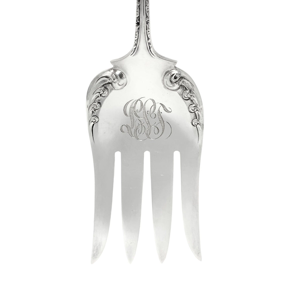 Davis & Galt Sterling Large Fish/Vegetable Serving Fork, Monogrammed