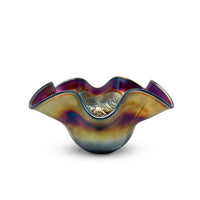 Peacock & Urn 6" Black Amethyst Carnival Glass Bowl