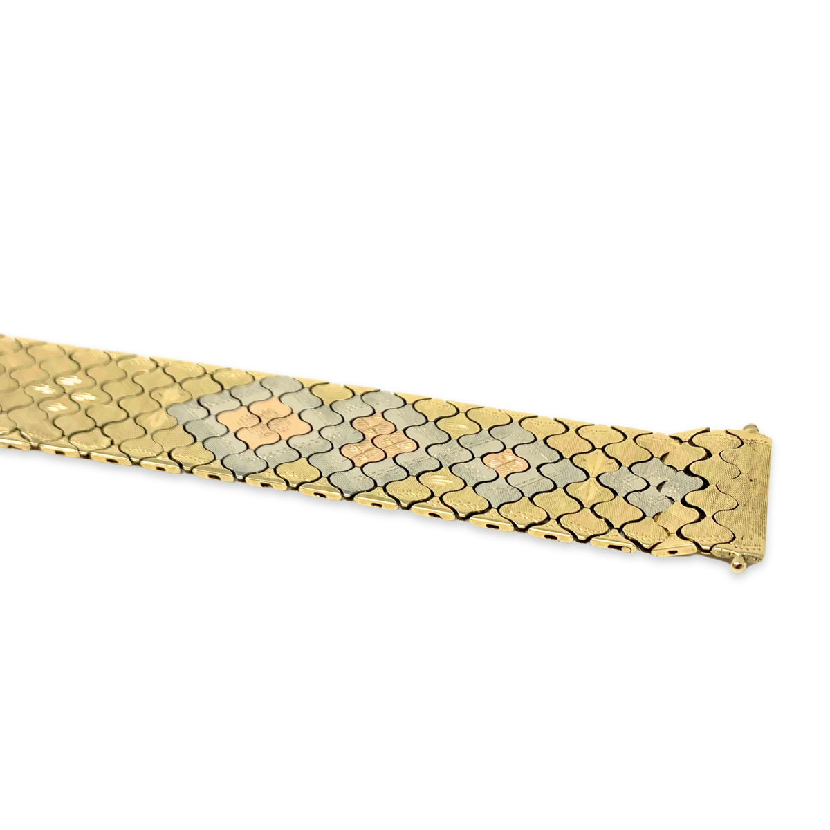 Italian 18K Multi-Tone Gold Scale Link Bracelet