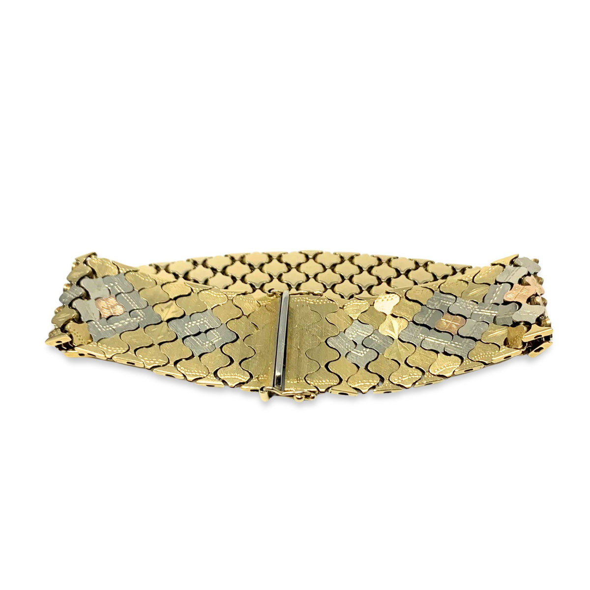 Italian 18K Multi-Tone Gold Scale Link Bracelet