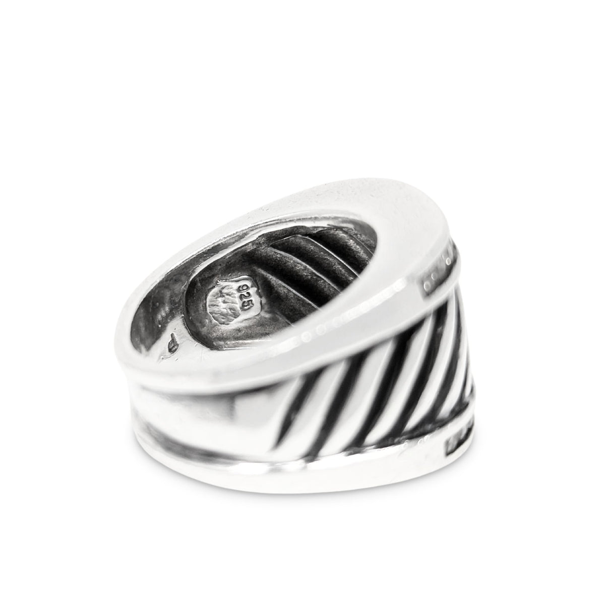 David Yurman Sterling Silver & Diamond Cigar Band Ring - Size 6