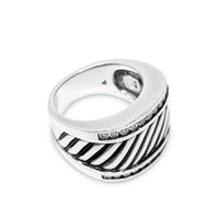 David Yurman Sterling Silver & Diamond Cigar Band Ring - Size 6