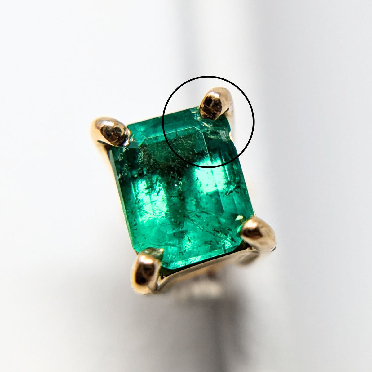 14K Gold Natural Emerald Stud Earrings