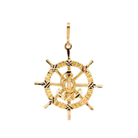 23K Gold Nautical Ship’s Wheel Pendant