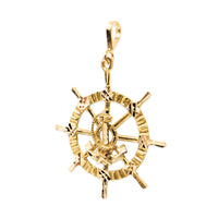 23K Gold Nautical Ship’s Wheel Pendant