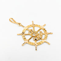 23K Gold Nautical Ship’s Wheel Pendant