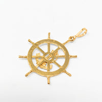 23K Gold Nautical Ship’s Wheel Pendant