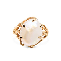 14K Gold Mabe Pearl Ring - Size 8.25