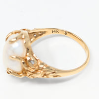 14K Gold Mabe Pearl Ring - Size 8.25