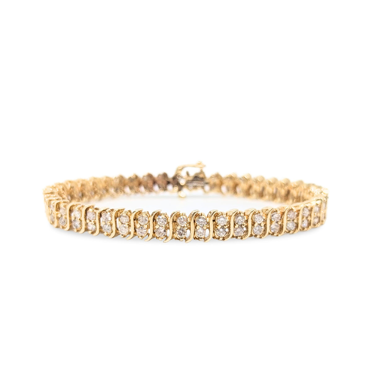 14K Gold 90 Diamond S-Link Tennis Bracelet