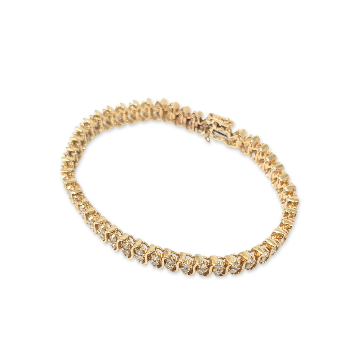 14K Gold 90 Diamond S-Link Tennis Bracelet