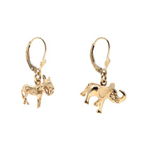 14K Gold Political Party Donkey & Elephant Earrings