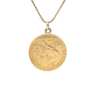 French 20 Franc Gold Coin Necklace on 14K Gold Box Chain