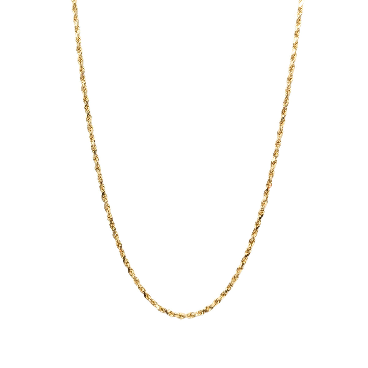 14K Gold 16” 2.4mm Diamond Cut Rope Chain