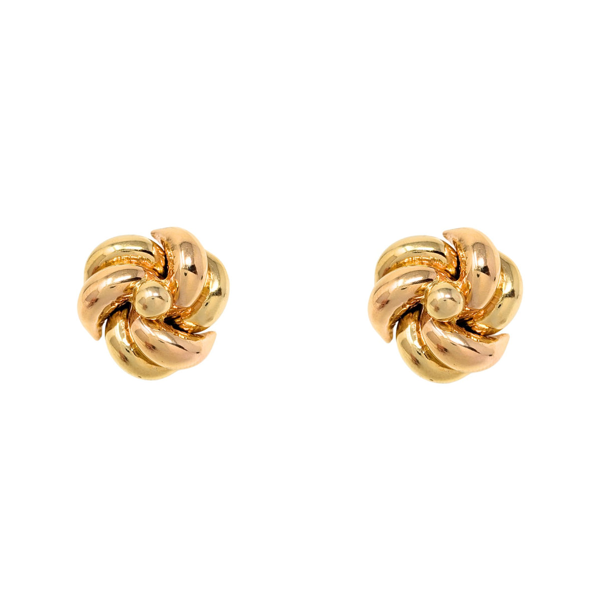 Italian 18K Yellow & Rose Gold 20mm Love Knot Earrings