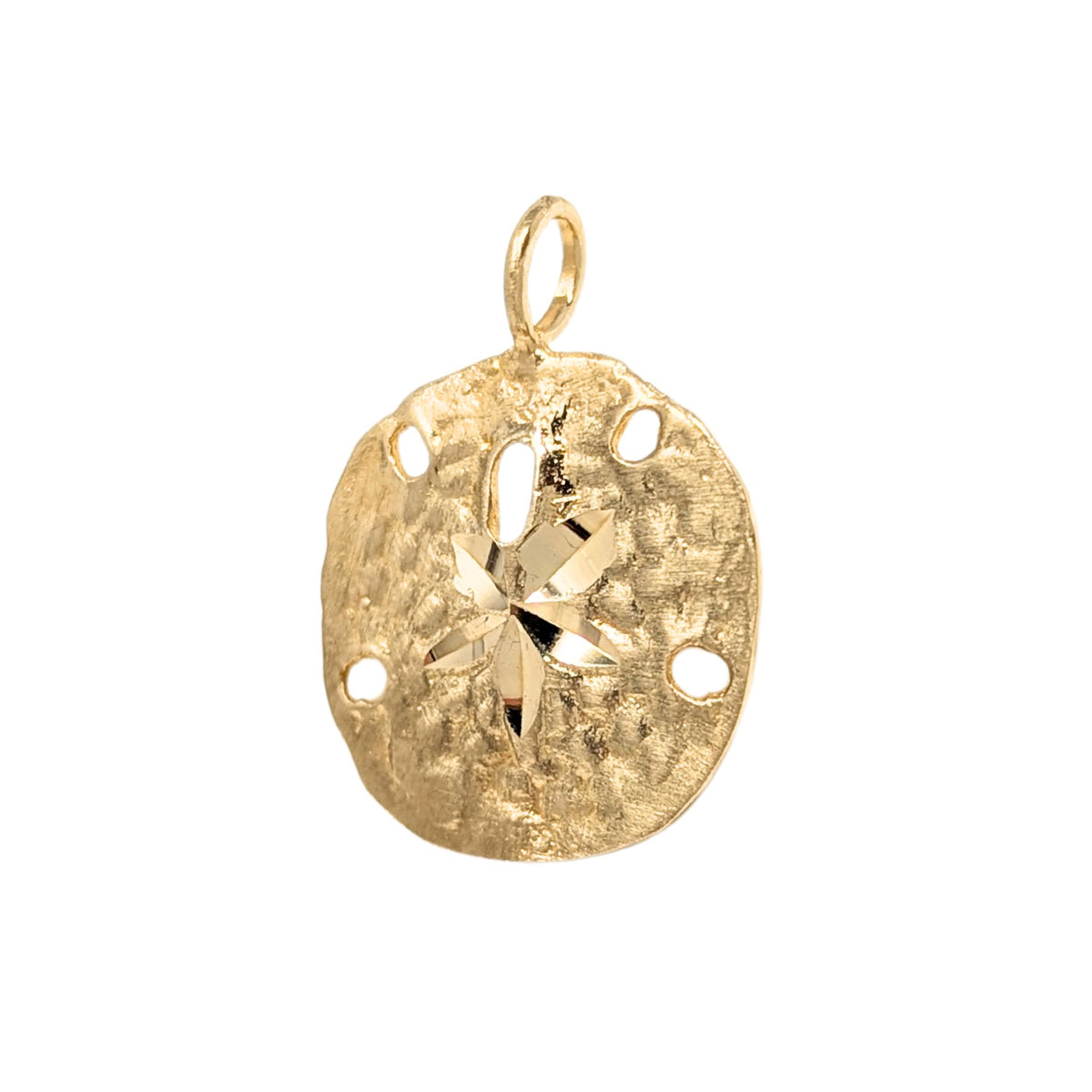 14K Gold 17mm Sand Dollar Pendant