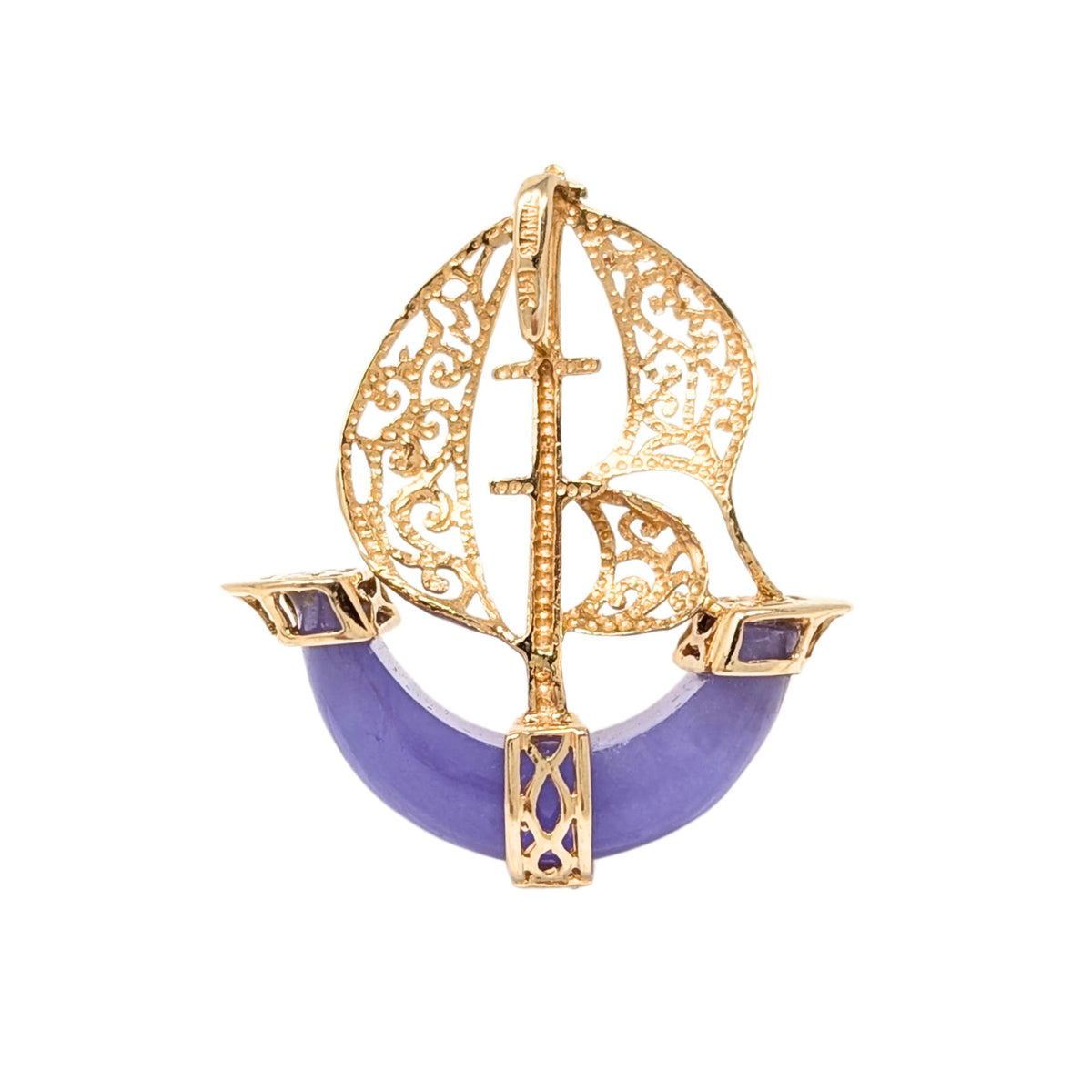 Sanuk 14K Gold Lavender Jadeite Sailboat Pendant