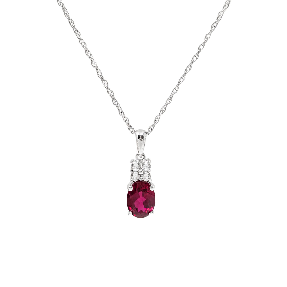 Helzberg Ruby & Diamond 18" Sterling Necklace