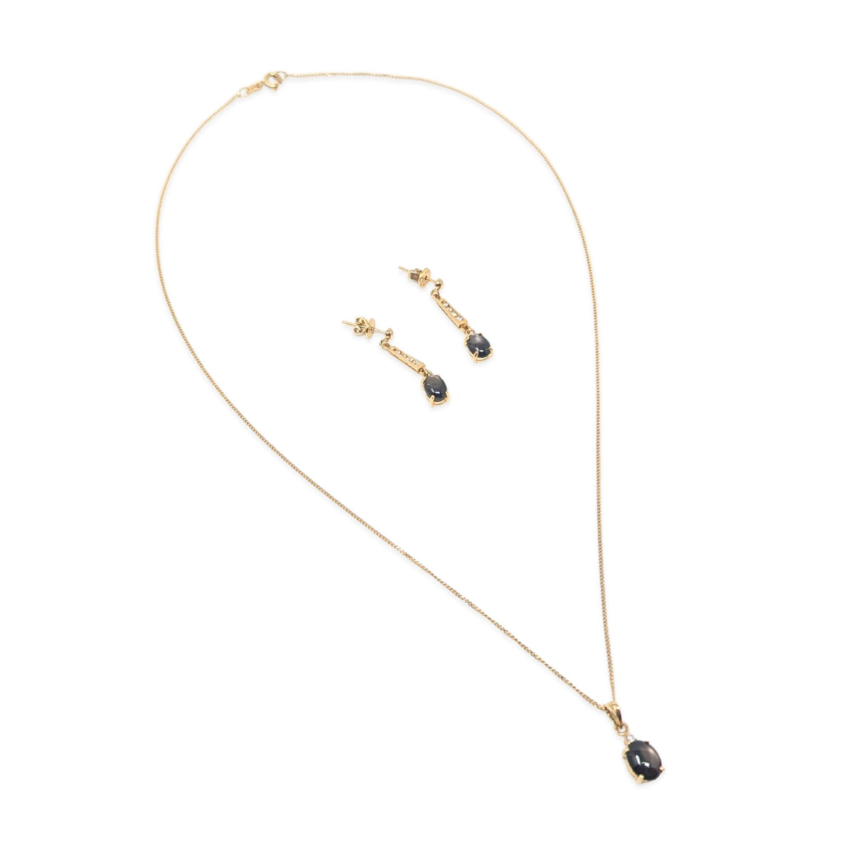 18K Gold Diamond/ Smokey Topaz Necklace & Earrings