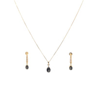 18K Gold Diamond/ Smokey Topaz Necklace & Earrings