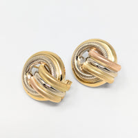 Brev 18K Multi-Tone Gold Button Omega Back Earrings