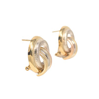 Brev 18K Multi-Tone Gold Button Omega Back Earrings