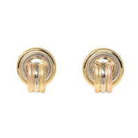 Brev 18K Multi-Tone Gold Button Omega Back Earrings