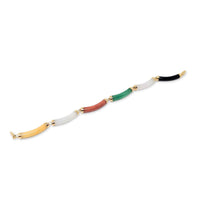 14K Gold Multi-Colored Jade Bar Bracelet (6 3/4”)