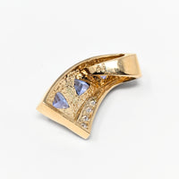 14K Gold Modern Tanzanite & Diamond Slide Pendant