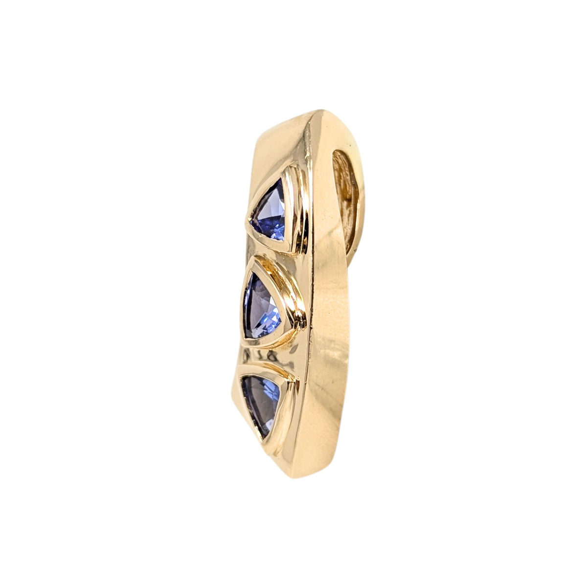 14K Gold Modern Tanzanite & Diamond Slide Pendant