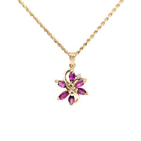 14K Gold Pink Topaz & Diamond Pendant Necklace