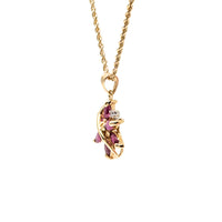 14K Gold Pink Topaz & Diamond Pendant Necklace