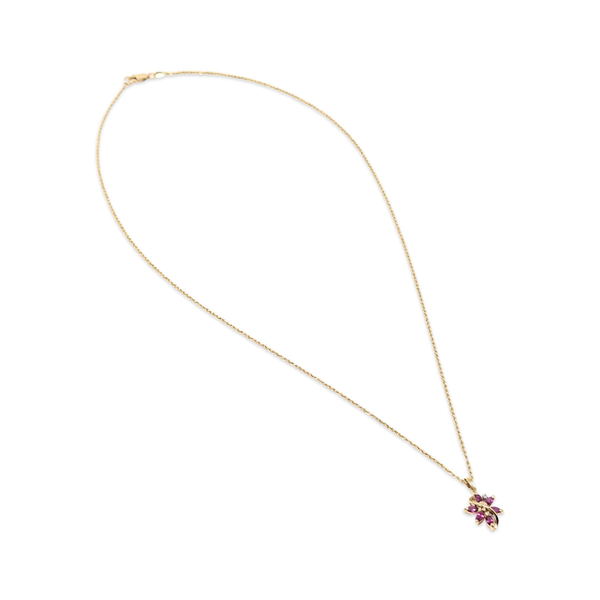 14K Gold Pink Topaz & Diamond Pendant Necklace