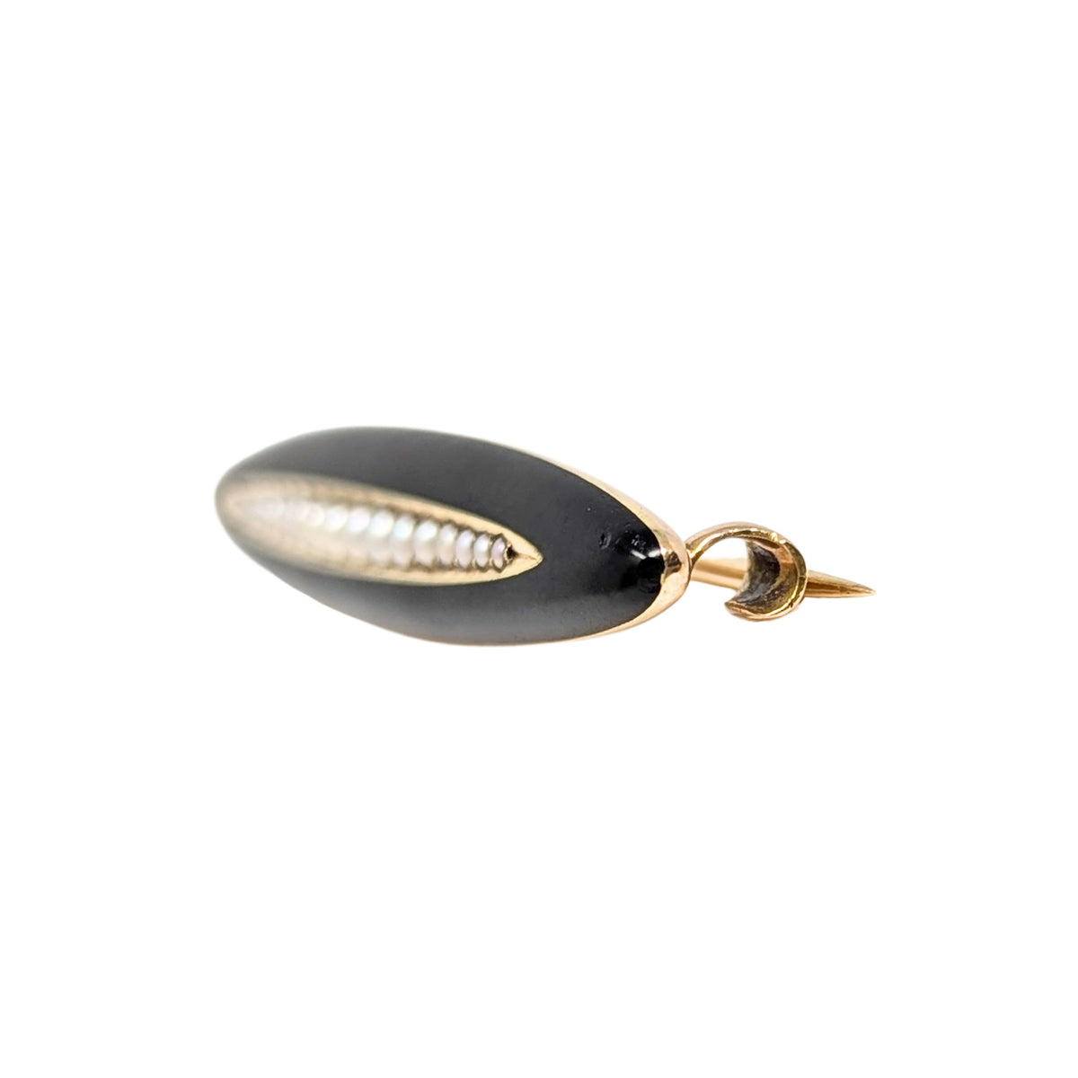 Antique 14K Gold Pearl & Onyx Brooch