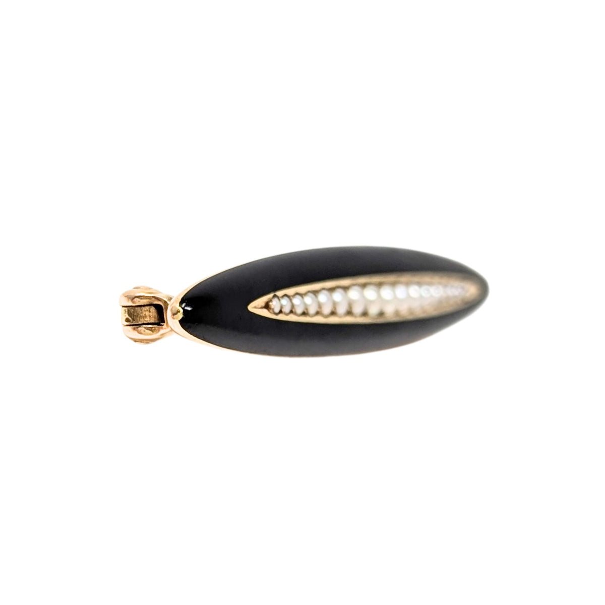 Antique 14K Gold Pearl & Onyx Brooch