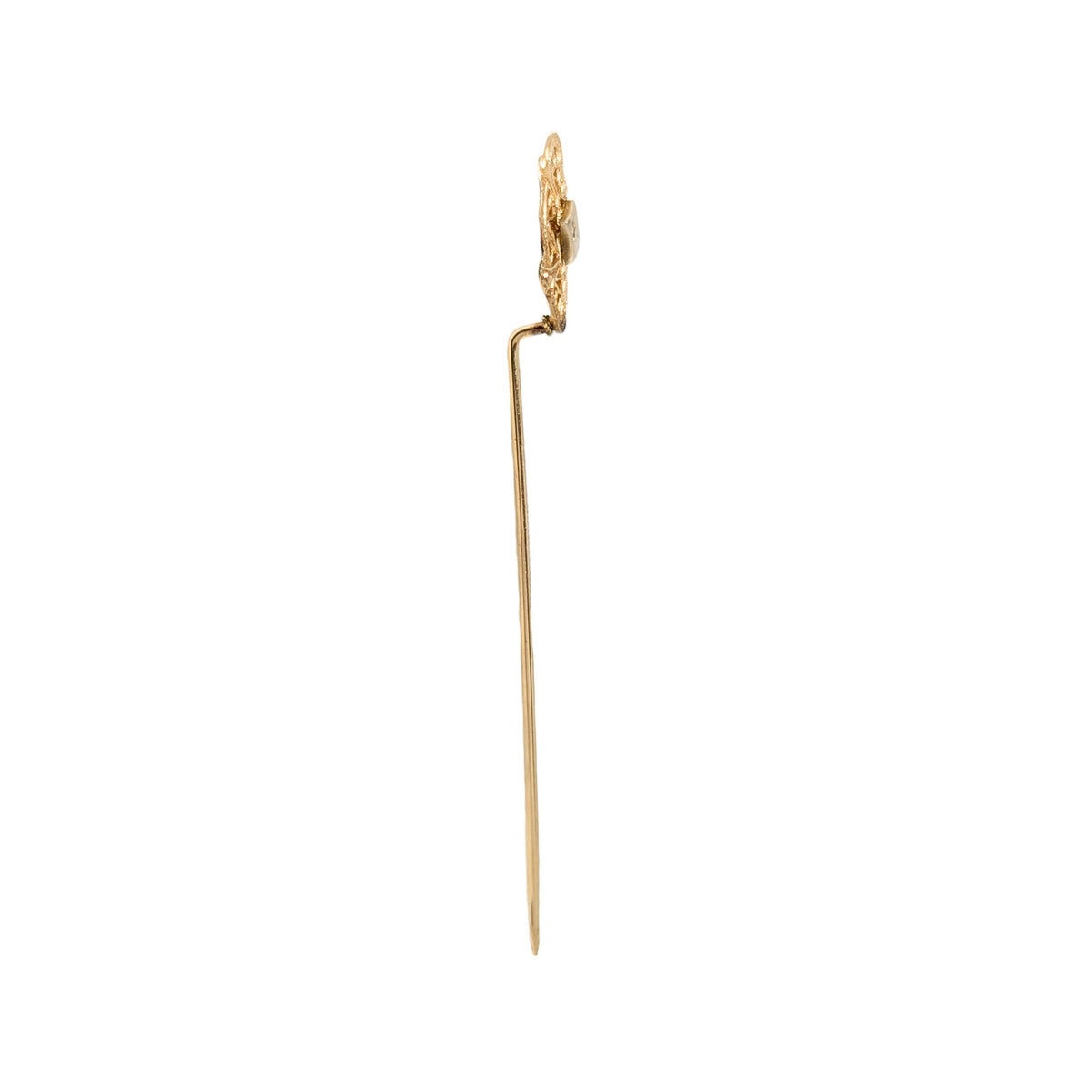 Victorian 14K Gold Diamond Filigree Stick Pin