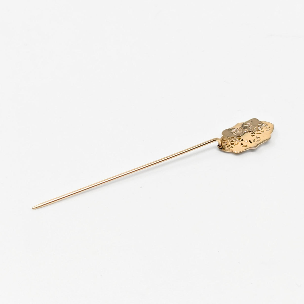 Victorian 14K Gold Diamond Filigree Stick Pin