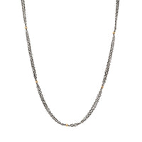 18K Gold/Sterling Silver 24” Double Chain Bead Necklace