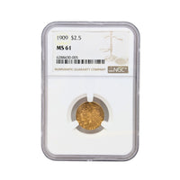 1909 NGC MS61 Gold $2.5 Indian Head Quarter Eagle