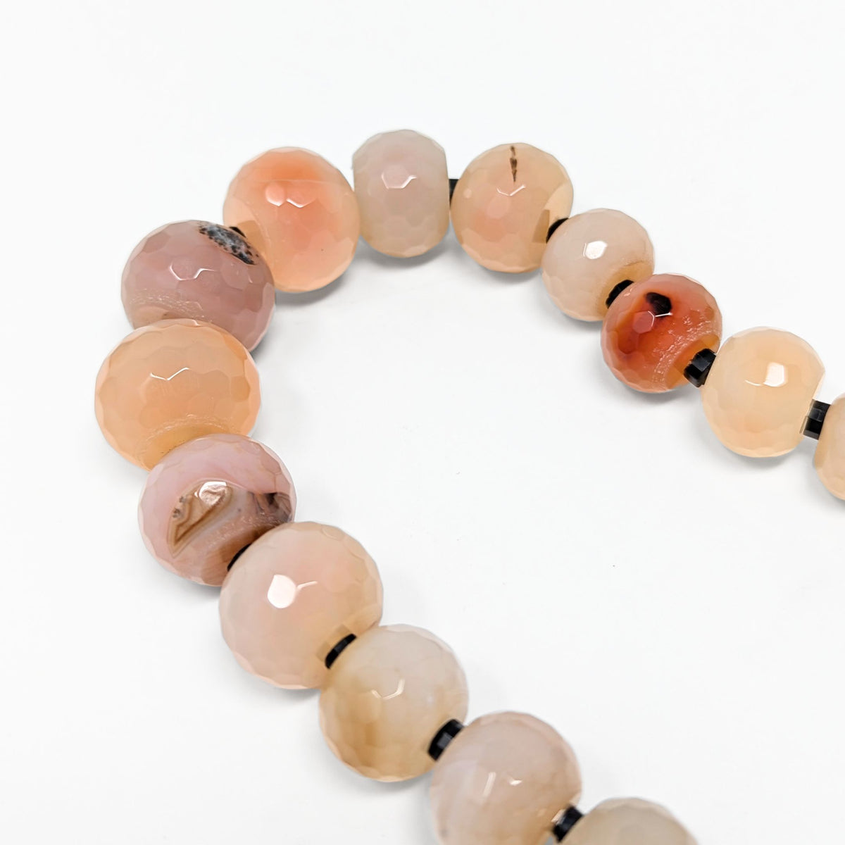 Faceted Agate Bead Necklace W/ Sterling Clasp