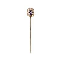 Victorian 10K Gold Amethyst & Seed Pearl Stick Pin