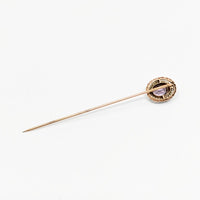 Victorian 10K Gold Amethyst & Seed Pearl Stick Pin