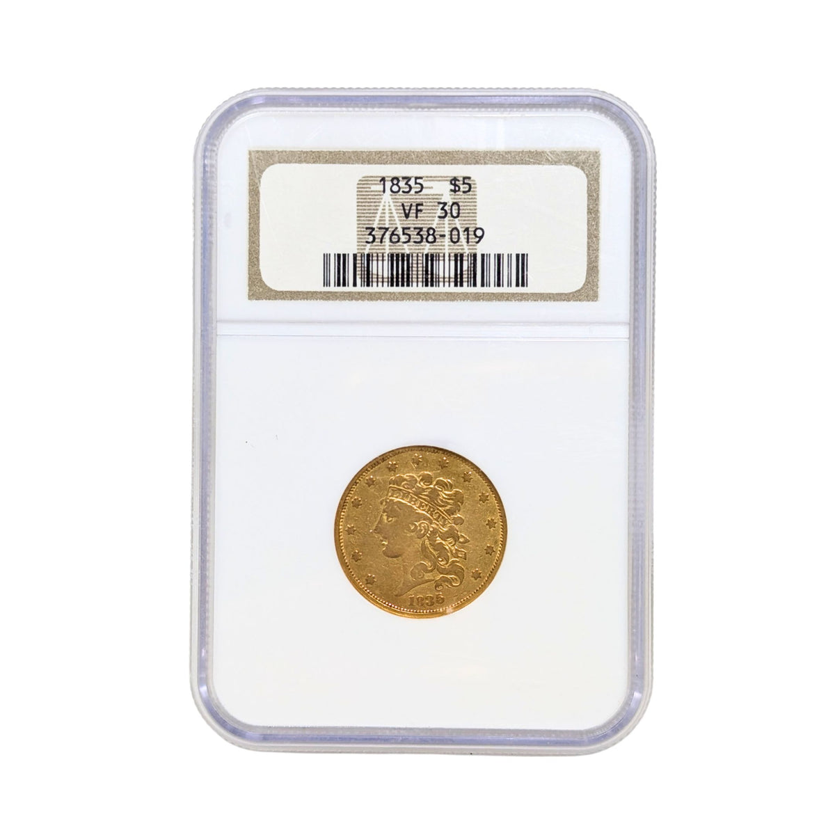 1835 NGC VF30 Gold $5 Liberty