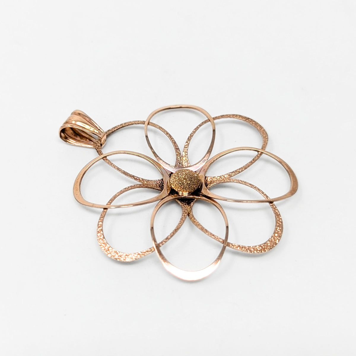 14K Rose Gold Open Flower Pendant